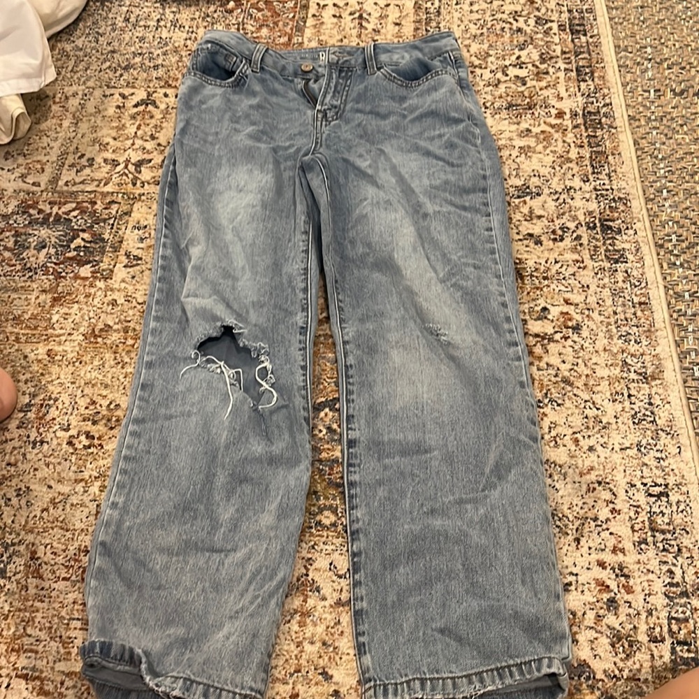 High rise baggy slightly ripped jeans